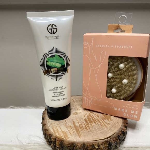 Exfoliating Body Butter/Brush Set, Natural Body Brush & Cucumber Moisturizer,NWT - Picture 6 of 10